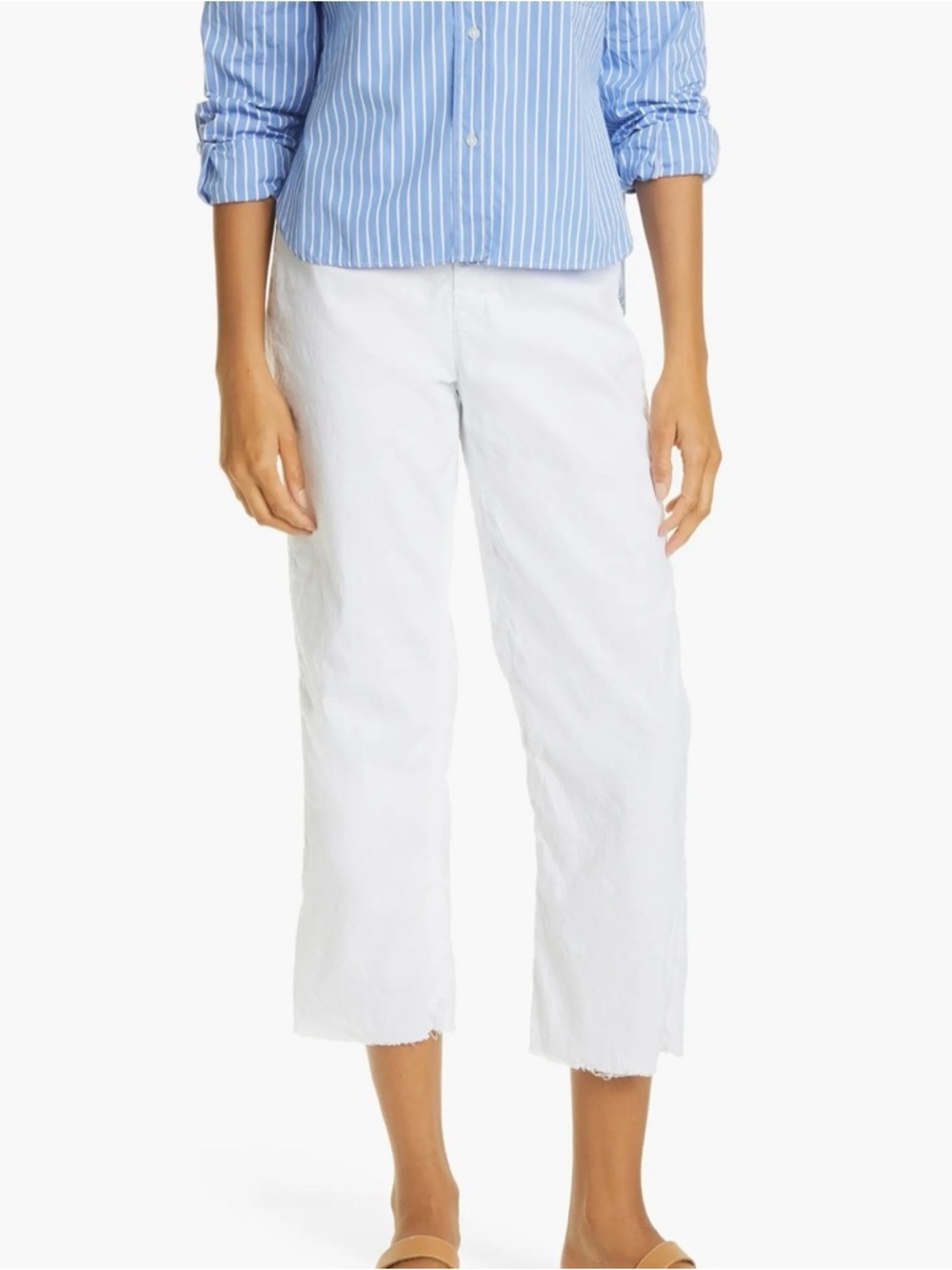 Frank & Eileen Women’s Kinsale Pants Sz 4 White Cotton Flax Blend Lagenlook